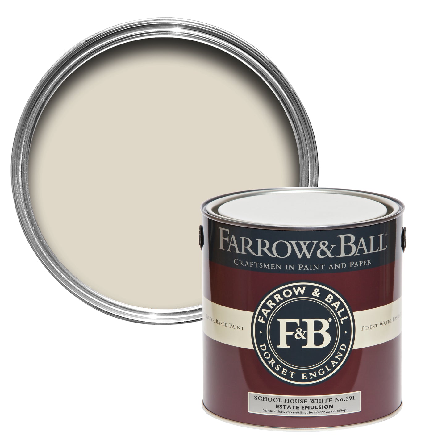 Wandfarbe - Farrow and Ball - School House White 291 - Emulsion